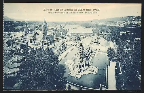 AK Marseille, Exposition coloniale 1922, Vue panoramique du Palais de l`Indo-Chine