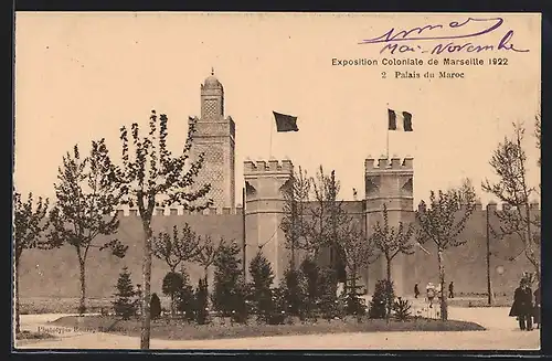 AK Marseille, Exposition coloniale 1922, Palais du Maroc