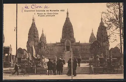 AK Marseille, Exposition coloniale 1922, Palais de l`Indochine, Facade principale
