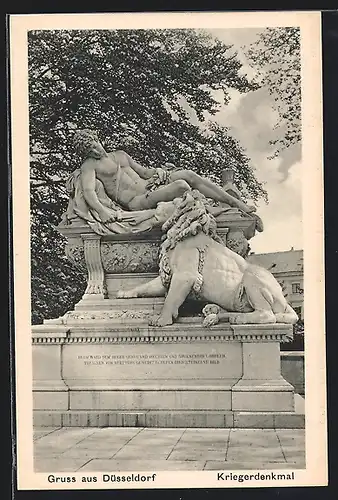 AK Düsseldorf, Ansicht vom Kriegerdenkmal
