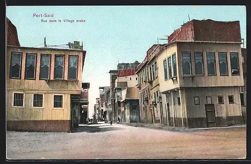 AK Port-Said, Rue dans le Village arabe, Strassenpartie