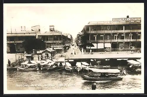 AK Port Said, View into the Prince Farouk Street, Marina Palace & Savoy Hotel, Port Police