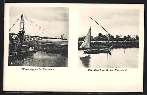 AK Suez, Durchfahrt durch den Suezkanal, Riesenbagger
