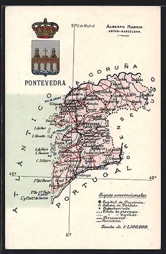 AK Pontevedra, Landkarte, Silleda, Valenca, Wappen