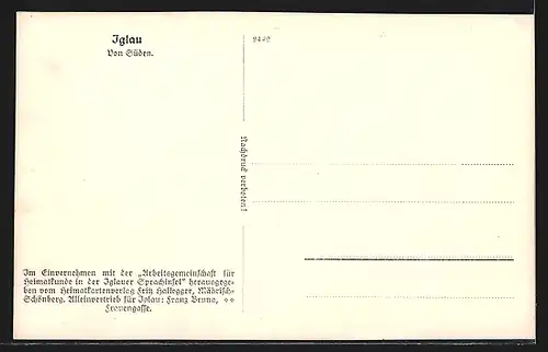 AK Iglau, Stadtansicht von Süden