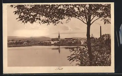 AK Trest, Wasserpartie mit Blick zur Kirche