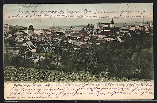 AK Pelhrimov, Totalansicht von der Anhöhe aus