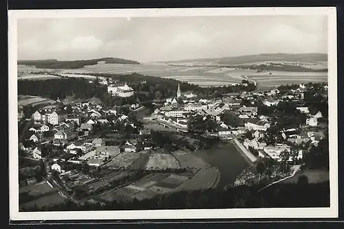 AK Ledec n. S., Stadtansicht mit dem Fluss