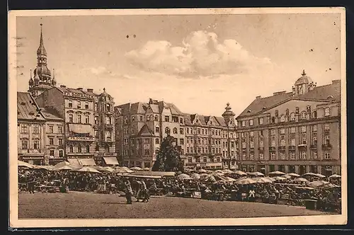 AK Brünn, Marktstände auf dem Krautmarkt