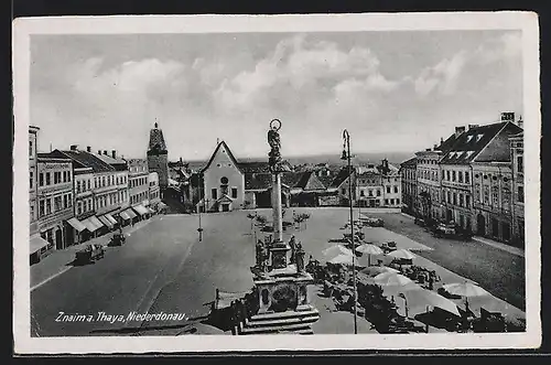 AK Znaim /Znojmo, Námestí, Radnice, Pomník