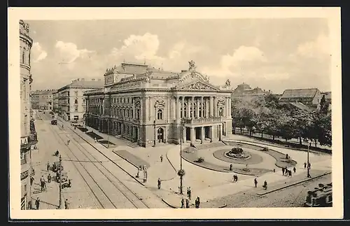 AK Brünn / Brno, Stadttheater, Mestské divadlo, Strassenbahn