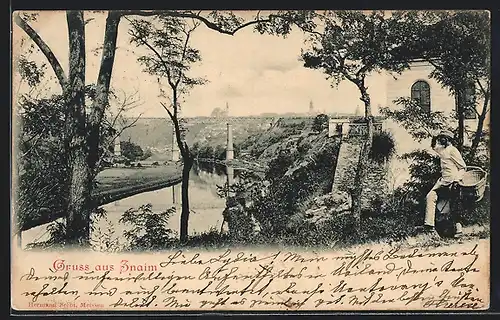 AK Znaim, Teilansicht von einer Anhöhe aus