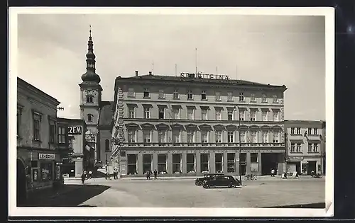 AK Wischau, Sparkasse, Kirchturm, Geschäfte und Strasse