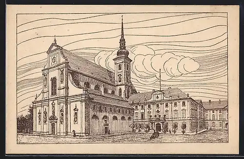 Künstler-AK Brünn, St. Thomaskirche