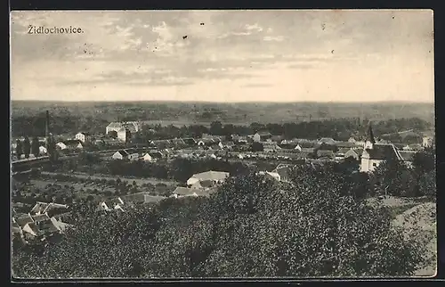 AK Zidlochovice, Panorama vom Hügel aus