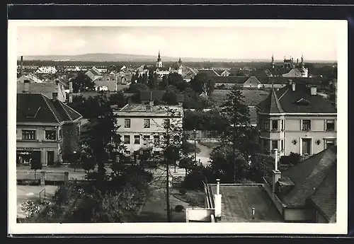 AK Göding, Teilansicht mit Fernblick aus der Vogelschau