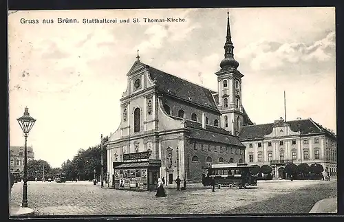 AK Brünn / Brno, Statthaltereiund St. Thomas-Kirche