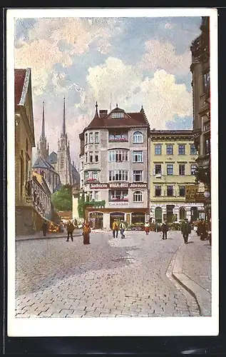 AK Brünn / Brno, Kapuzinerplatz mit Handlung von Walla & Beck