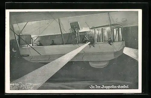 AK Luftschiff-Gondel am Nachthimmel