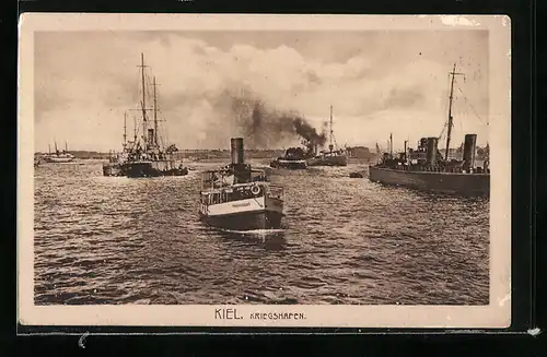 AK Kiel, Kriegshafen mit Kriegsschiffen