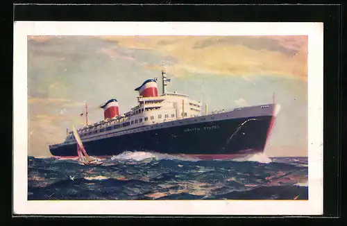 AK New S.S. United States auf Transatlantikfahrt