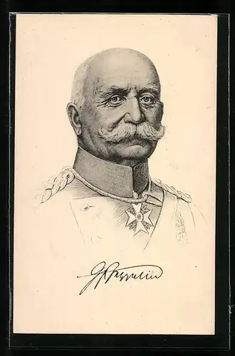 Künstler-AK Graf Zeppelin in Unofrm mit Orden Halskreuz