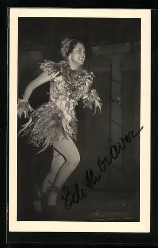 AK Opernsängerin Edith Oravez auf der Bühne, mit original Autograph
