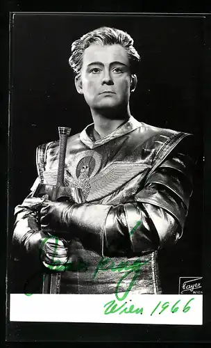 AK Opernsänger James King im Kostüm, original Autograph