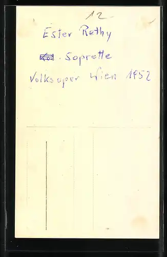 AK Opernsängerin Esther Rethy der Volksoper Wien, mit original Autograph