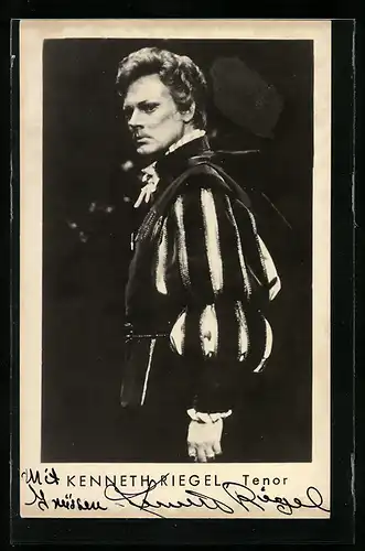 AK Opernsänger Kenneth Riegel auf der Bühne, mit original Autograph