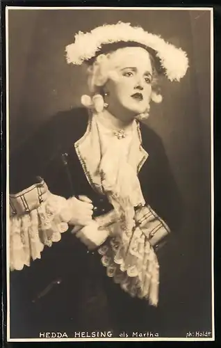 AK Opernsängerin Hedda Helsing als Martha, mit original Autograph