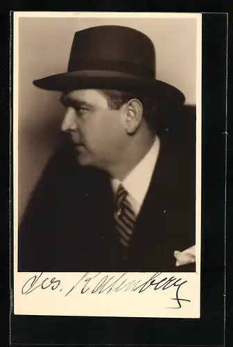 AK Opernsänger Josef Kahlenberg im Profil, mit original Autograph