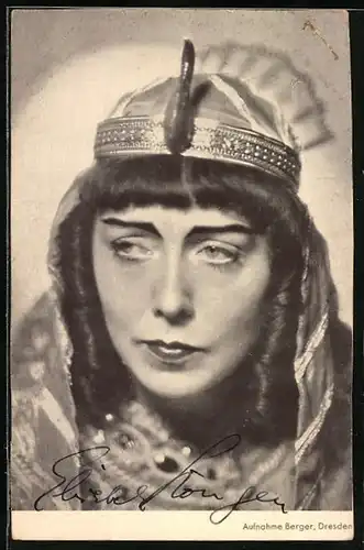 AK Opernsängerin Elisabeth Höngen als AMneris in Aida, mit original Autograph
