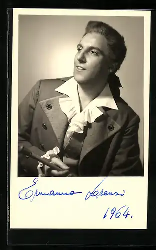AK Opernsänger Ermanno Lorenzi im Kostüm, mit original Autograph