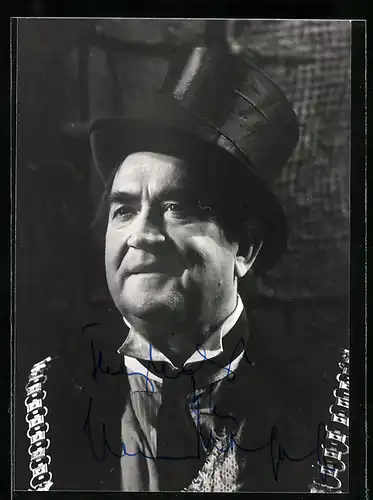 AK Opernsänger Hans Hopf mit Zylinder, mit original Autograph