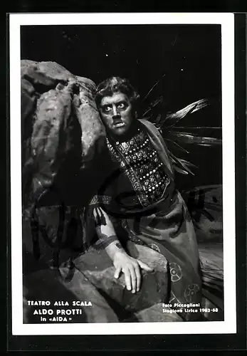 AK Opernsänger Aldo Protti in Aida im Kostüm, mit original Autograph