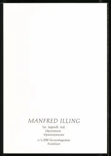 AK Opernsänger Manfred Illing im Anzug mit schwarzer Fliege, mit original Autograph