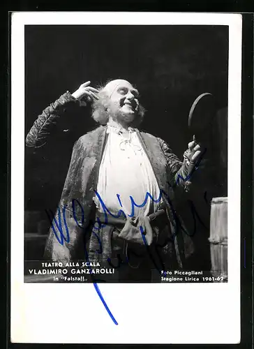AK Opernsänger Vladimiro Ganzarolli in Falstaff, mit original Autograph