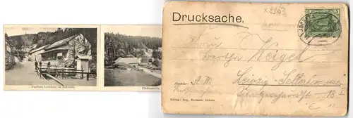 Leporello-AK Rentzschmühle i. d. Vogtländischen Schweiz, Bahnhof, Gasthaus Lochhaus im Elstertale, Pfaffenmühle