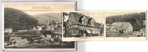 Leporello-AK Altenau i. H., Altenau vom Rothenberge, Breitestrasse, Hotel Rathaus, Wolfswarte