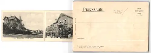 Leporello-AK Altenau i. H., Altenau vom Rothenberge, Breitestrasse, Hotel Rathaus, Wolfswarte