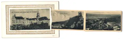 Leporello-AK Tuttlingen, Ansichten der Umgebung, Kloster Gorheim, Schloss Wildenstein, Mühlheim