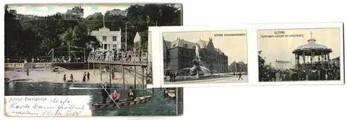 Leporello-AK Hamburg-Altona, Rathaus und Kaiserplatz, Elbberg, Rolandsmühle (Ottensen)
