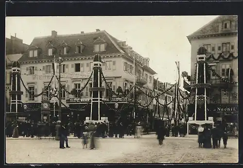 AK Karlsruhe, Eingang Karl Friedrichstrasse, Wiener Kaffee Central