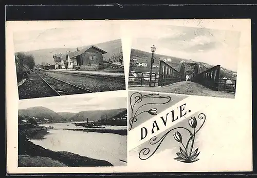 AK Davle, Bahnhof, Panorama