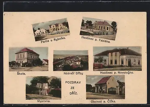 AK Drisy, Hostinec p. Novotnýho, Obchod p. Cízka, Hostinec p. Fabiána