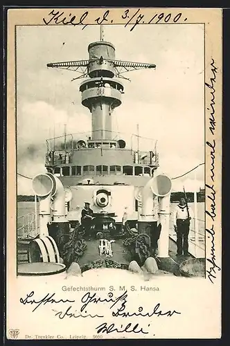 AK Kriegsschiff SMS Hansa des Ostasiengeschwaders, Gefechtsthurm