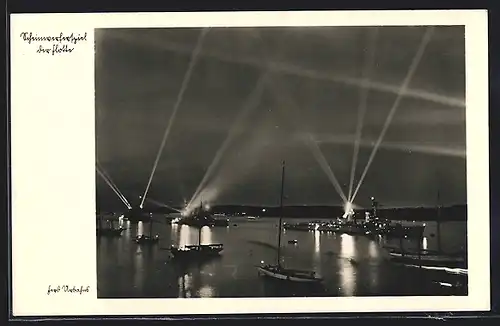 AK Flotte mit Scheinwerfern