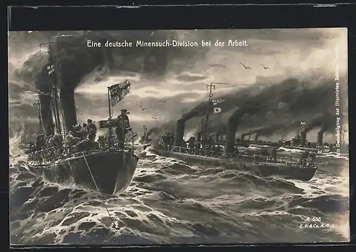 Künstler-AK Eine deutsche Minensuch-Division bei der Arbeit
