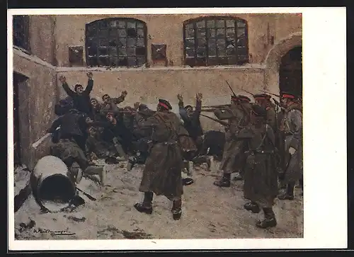 Künstler-AK Le fusillement à Presnia au mois, Revolution 1905